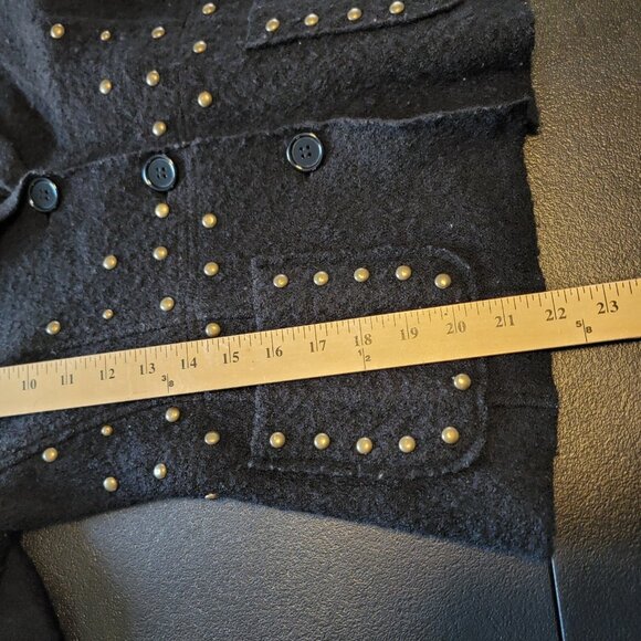 Clothes‎ by Revue 100% Wool Size S Black Studded Cardigan Sweater Jacket - Picture 6 of 8